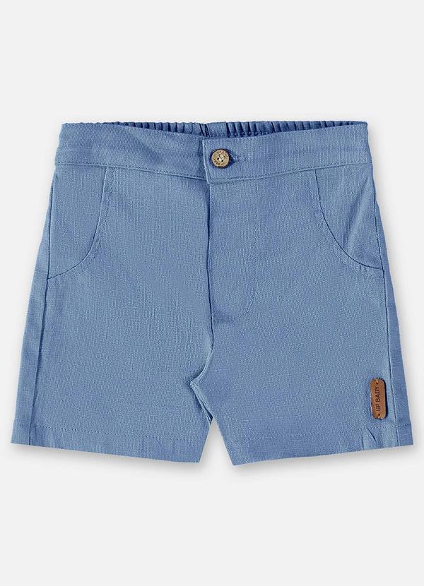 Up Baby - Bermuda para Bebê Menino em Linho Azul