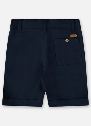 Up Baby - Bermuda para Menino em Linho Azul - UP BABY