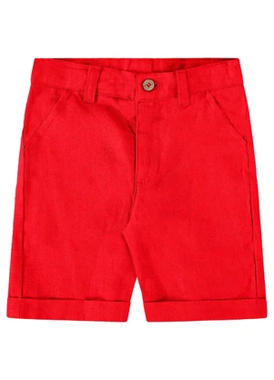 Up Baby - Bermuda para Menino em Linho Vermelho - UP BABY