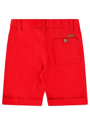 Up Baby - Bermuda para Menino em Linho Vermelho - UP BABY