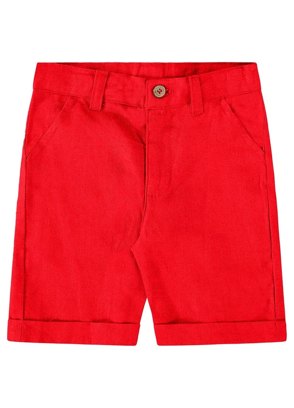 Up Baby - Bermuda para Menino em Linho Vermelho