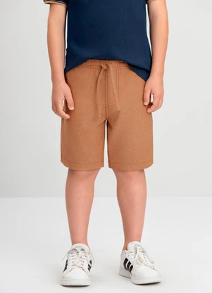 Bermuda para Menino em Malha Jeans Quimby Marrom - QUIMBY