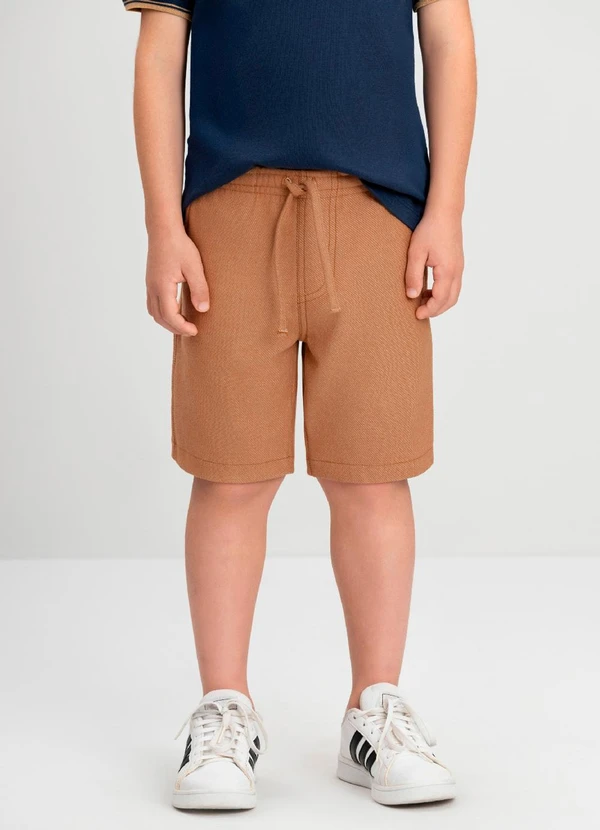 Quimby - Bermuda para Menino em Malha Jeans Quimby Marrom