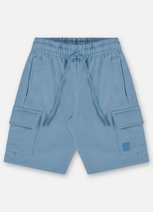 Up Baby - Bermuda para Menino em Moletom Linho Azul - UP BABY