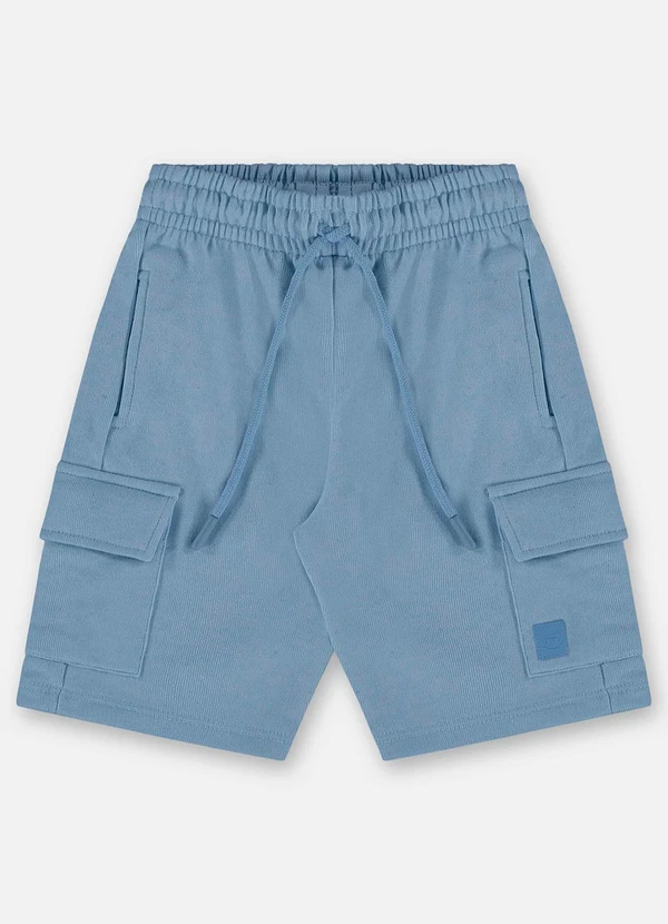 Up Baby - Bermuda para Menino em Moletom Linho Azul