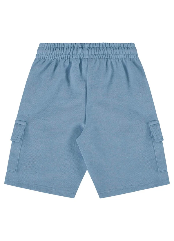 Up Baby - Bermuda para Menino em Moletom Linho Azul 2