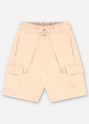 Up Baby - Bermuda para Menino em Moletom Linho Bege - UP BABY