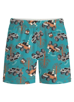 Malwee Kids - Bermuda Picape Vrumm em Microfibra Azul Turquesa - MALWEE KIDS