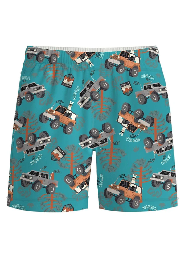 Malwee Kids - Bermuda Picape Vrumm em Microfibra Azul Turquesa 1