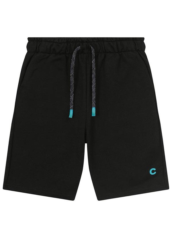 Carinhoso - Bermuda Preta Comfort em Moletom Menino