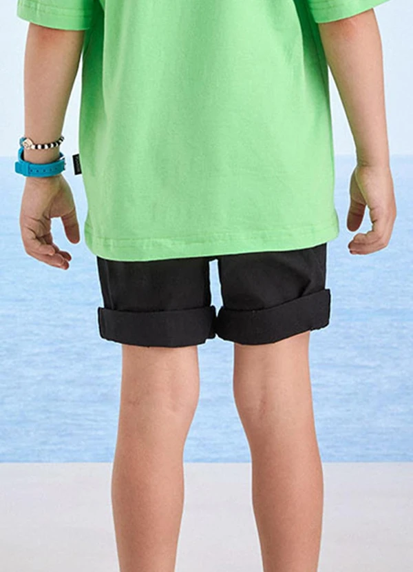 Youccie - Bermuda Preta de Sarja com Cadarço Preto 2