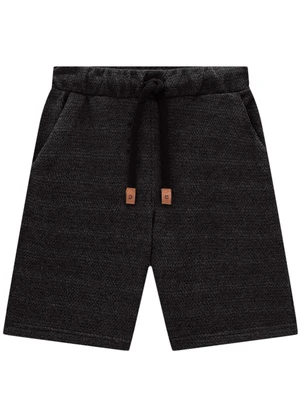 Carinhoso Bermuda Preta em Moletom Texturizado