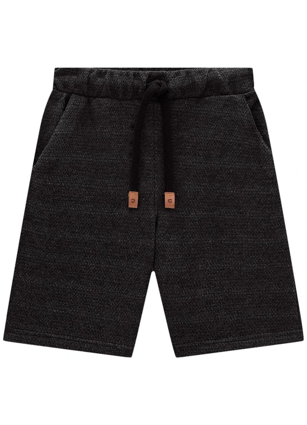 Carinhoso - Bermuda Preta em Moletom Texturizado