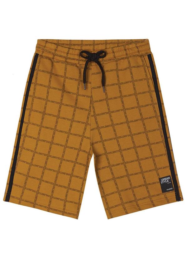 Hapier - Bermuda Quadriculada Moletom Juvenil Marrom