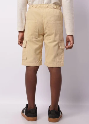 Torra - Bermuda Sarja Infantil Bolso Cargo Bege - TORRA