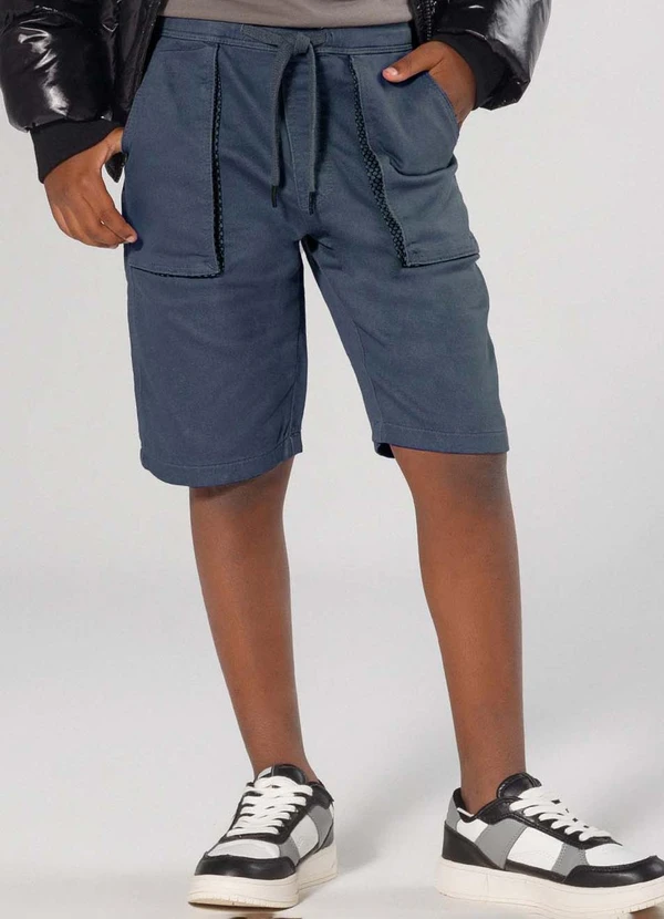 Sun Place - Bermuda Sarja Infantil Menino Jogger Azul