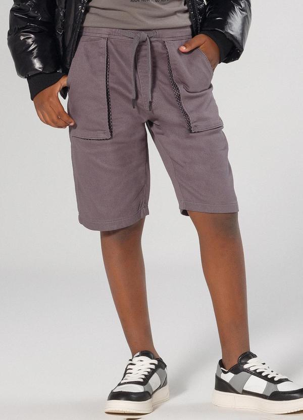 Sun Place - Bermuda Sarja Infantil Menino Jogger Cinza