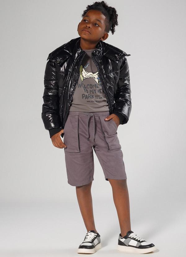 Sun Place - Bermuda Sarja Infantil Menino Jogger Cinza 3