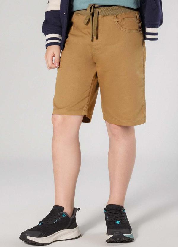 Sun Place - Bermuda Sarja Infantil Menino Jogger Marrom