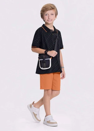 Alakazoo - Bermuda Sarja Infantil Menino Reta Chino Bege - ALAKAZOO