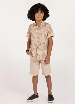 Alakazoo - Bermuda Sarja Infantil Menino Reta Chino Bege - ALAKAZOO