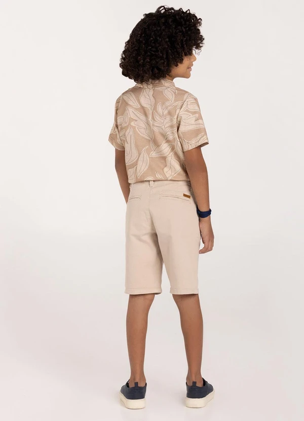 Alakazoo - Bermuda Sarja Infantil Menino Reta Chino Bege 4
