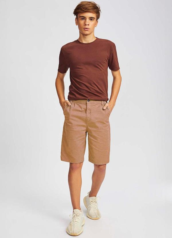 Sun Place - Bermuda Sarja Juvenil Masculina Relaxed Bege 2