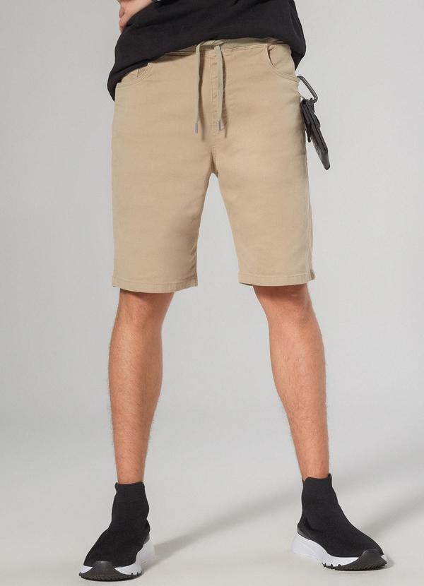 Sun Place - Bermuda Sarja Juvenil Masculino Jogger Bege