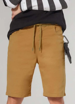 Queima Estoque - Bermuda Sarja Juvenil Masculino Jogger Marrom - QUEIMA ESTOQUE