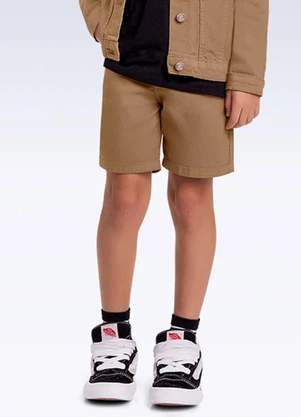 Fakini Kids - Bermuda Sarja Marrom - FAKINI KIDS