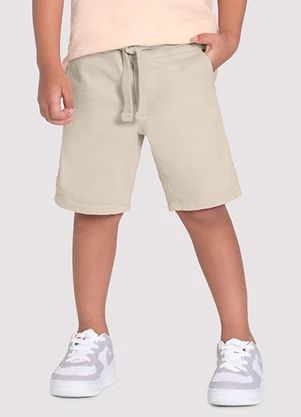 Alakazoo - Bermuda Sarja Menino com Elasticidade Bege - ALAKAZOO