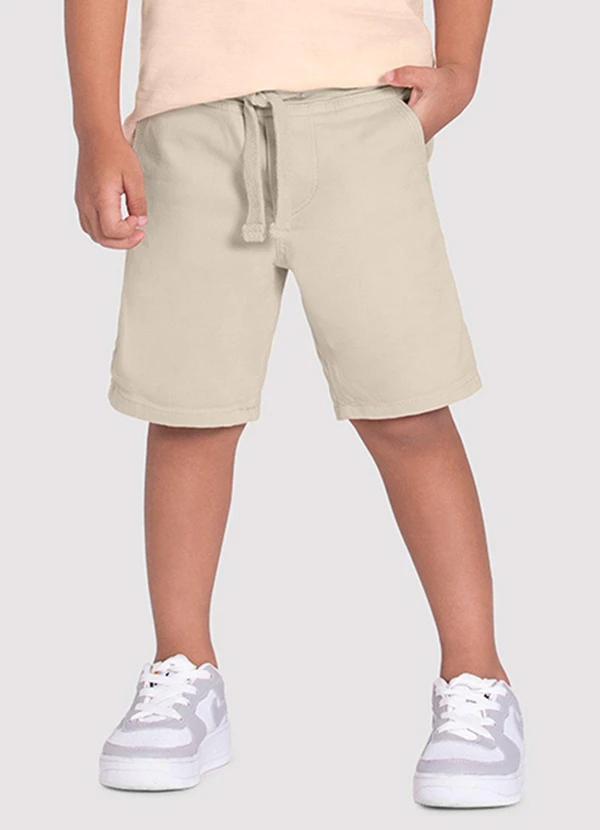 Alakazoo - Bermuda Sarja Menino com Elasticidade Bege