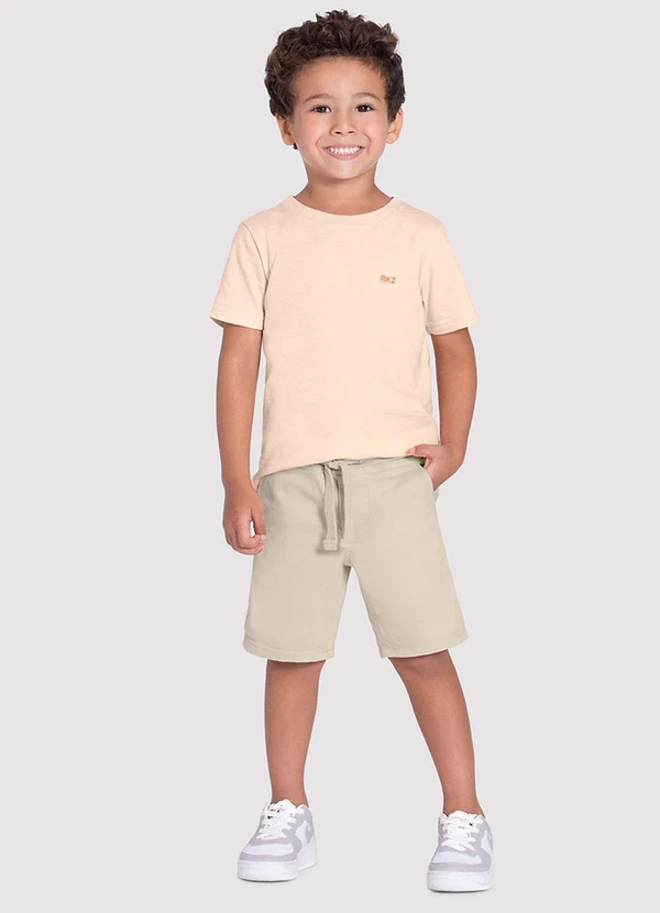 Alakazoo - Bermuda Sarja Menino com Elasticidade Bege 2