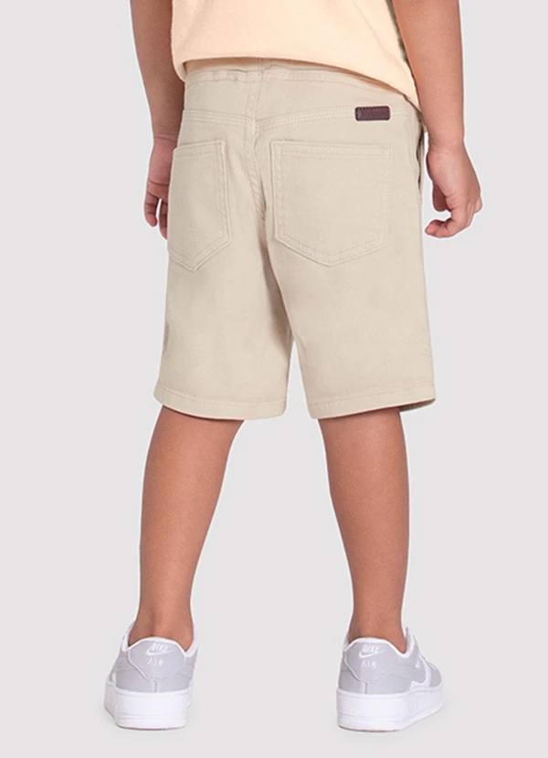 Alakazoo - Bermuda Sarja Menino com Elasticidade Bege 3