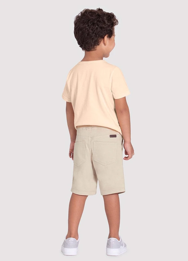 Alakazoo - Bermuda Sarja Menino com Elasticidade Bege 4