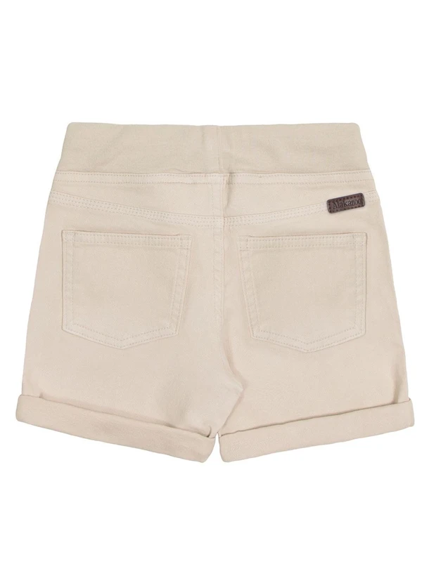 Alakazoo - Bermuda Sarja Menino com Elasticidade Bege 6