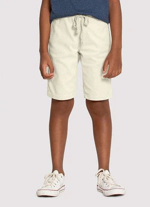 Alakazoo - Bermuda Sarja Menino com Elasticidade Bege - ALAKAZOO