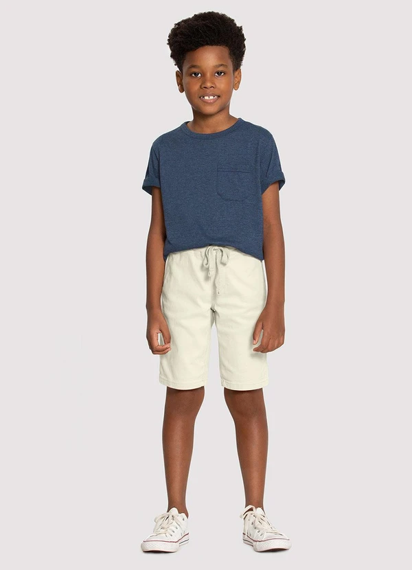 Alakazoo - Bermuda Sarja Menino com Elasticidade Bege 2