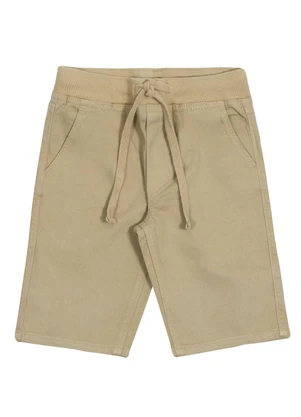 Alakazoo - Bermuda Sarja Menino com Elasticidade Marrom - ALAKAZOO