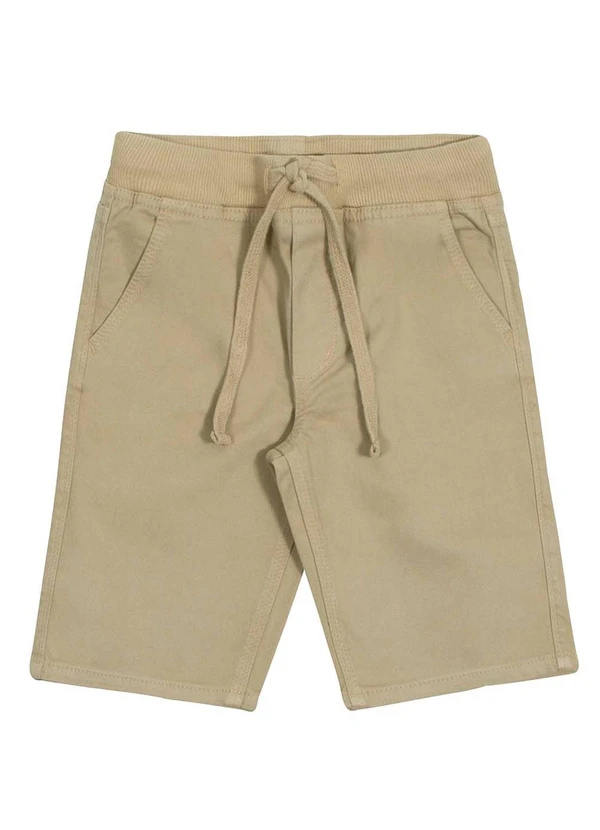 Alakazoo - Bermuda Sarja Menino com Elasticidade Marrom 1