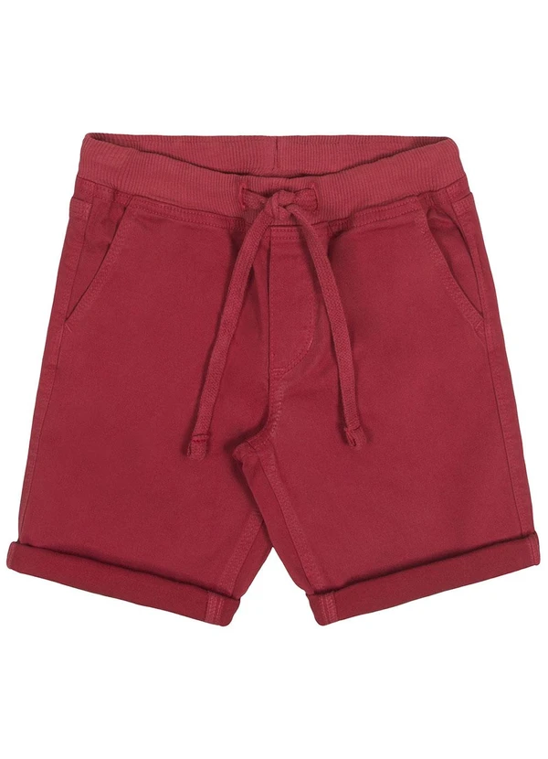 Alakazoo - Bermuda Sarja Menino com Elasticidade Vermelho