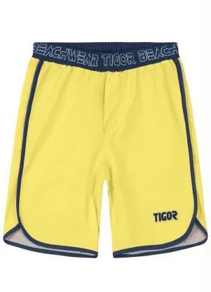 Tigor T Tigre - Bermuda Tactel Menino Amarelo - TIGOR T TIGRE