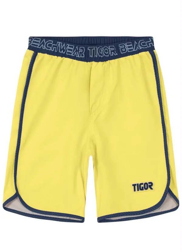 Tigor T Tigre - Bermuda Tactel Menino Amarelo 1