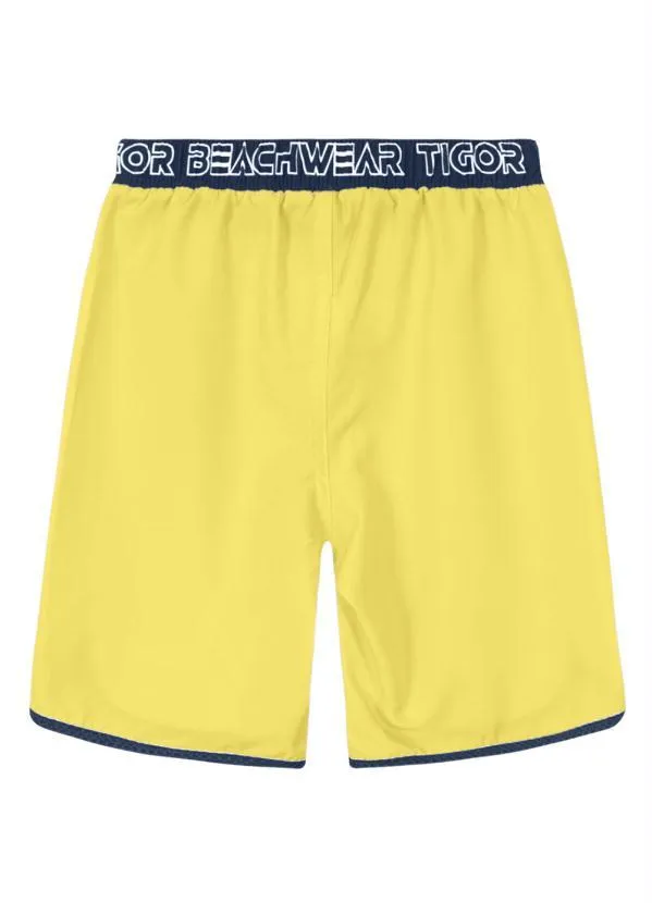 Tigor T Tigre - Bermuda Tactel Menino Amarelo 2