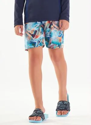 Tigor T Tigre - Bermuda Tactel Menino Azul - TIGOR T TIGRE