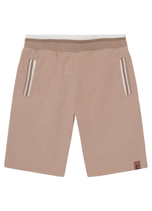 Carinhoso - Bermuda Taupe em Moletom Piquet Menino