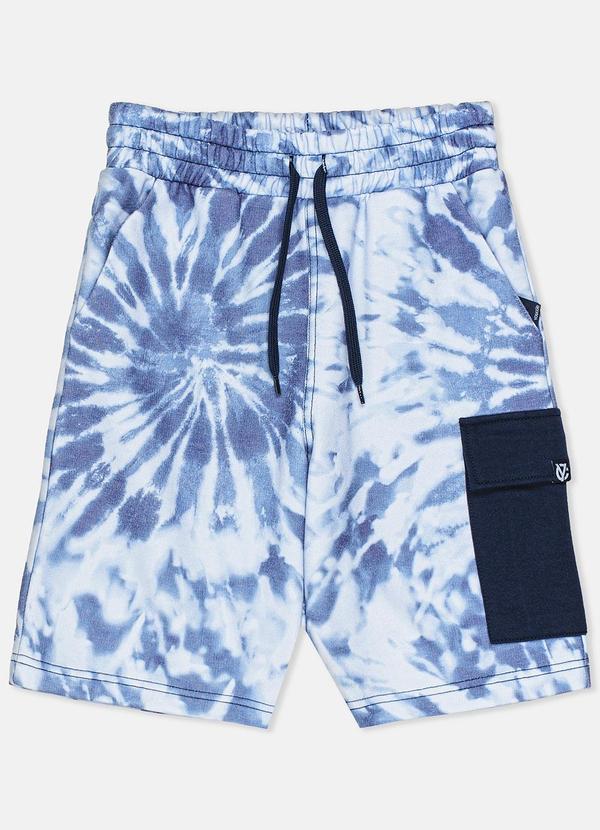 Youccie - Bermuda Tie Dye Azul com Cadarço Azul