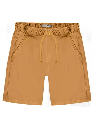 Malwee Kids - Bermuda Tradicional em Sarja Marrom - MALWEE KIDS