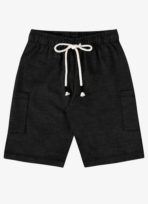 Rovi Kids - Bermuda Verão Menino com Bolsos Preto