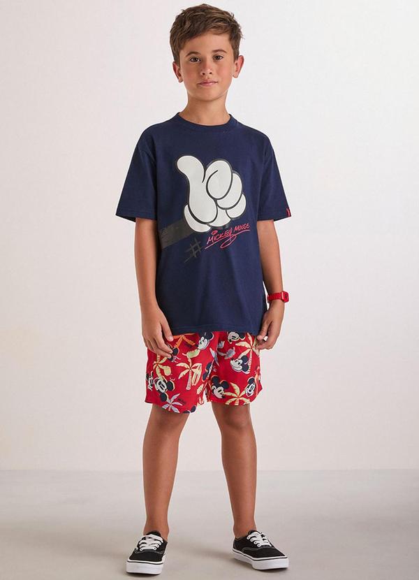 Youccie - Bermuda Vermelha Tropical do Mickey Vermelho 3